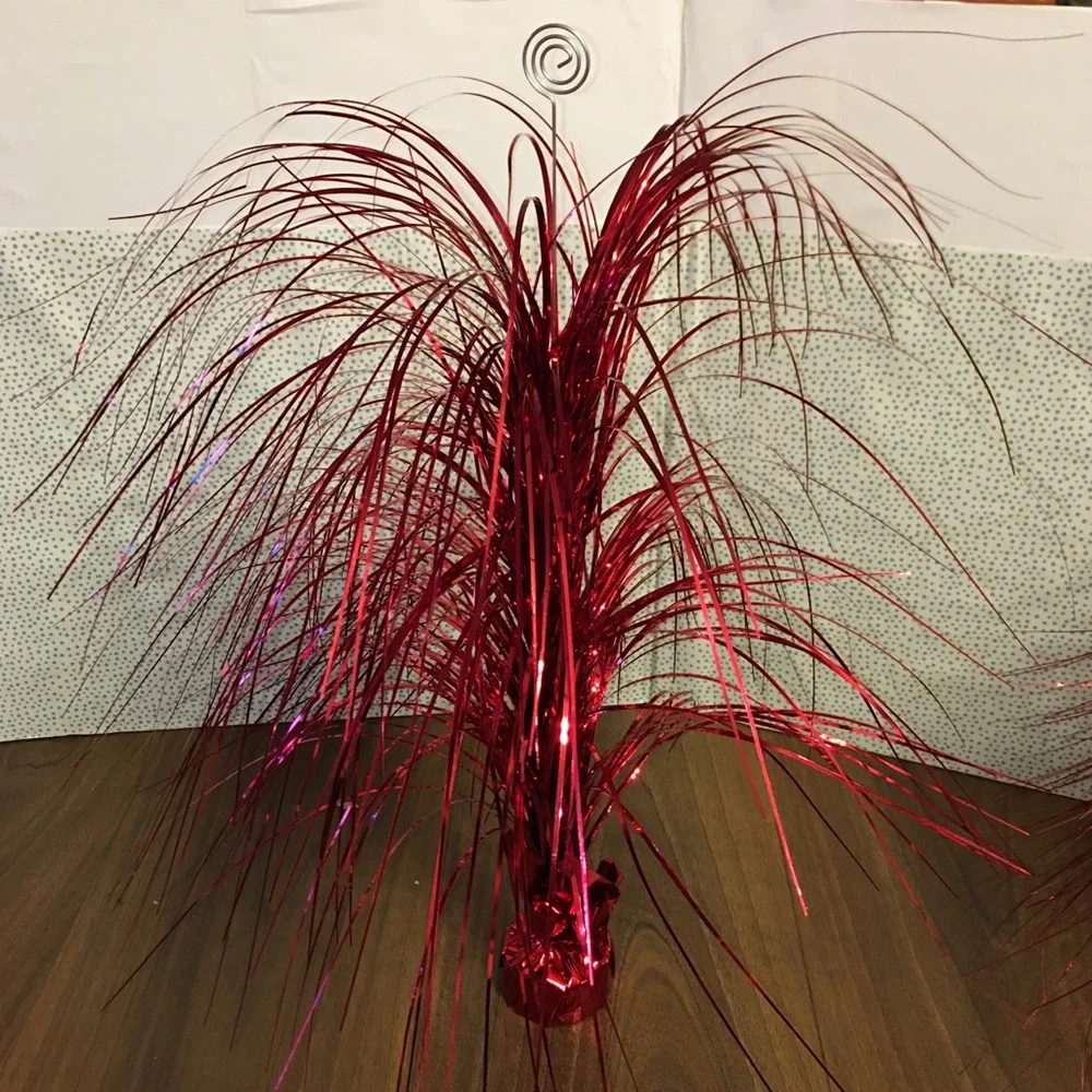Giant Red Metallic Spray Centerpiece Decor Set of Two
